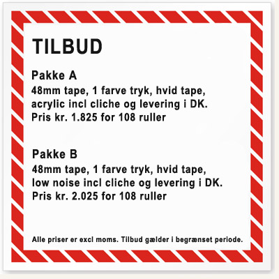 Tape med tryk tilbud 50mm tape